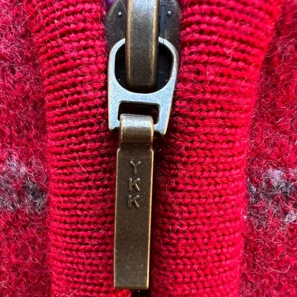 TALBOTS Vintage Red 100% Wool Zipper Floral Vest Women’s Large - Picture 4 of 8